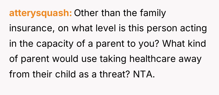 atterysquash Other than the family insurance, on what level is...