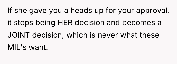 If she gave you a heads up for your approval,...
