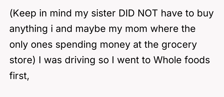(Keep in mind my sister DID NOT have to buy...