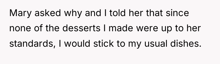 Mary asked why and I told her that since none...