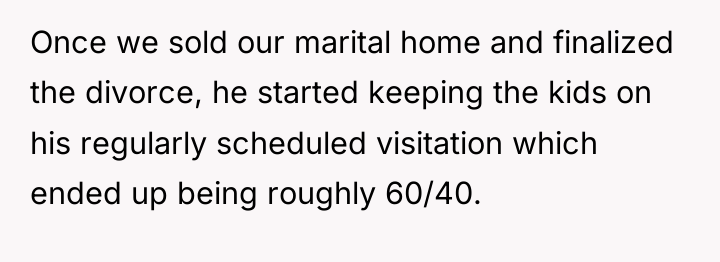 Once we sold our marital home and finalized the divorce,...