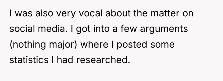 I was also very vocal about the matter on social...