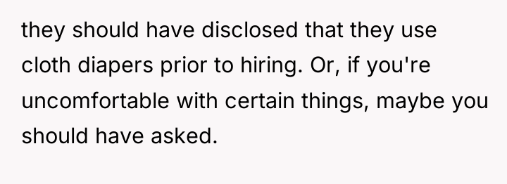 they should have disclosed that they use cloth diapers prior...