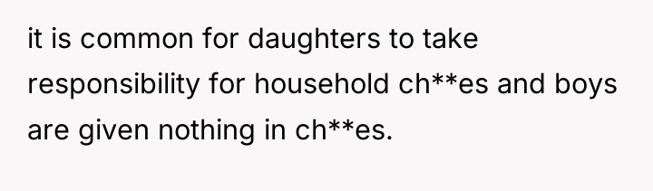it is common for daughters to take responsibility for household...