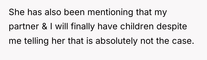 She has also been mentioning that my partner & I...