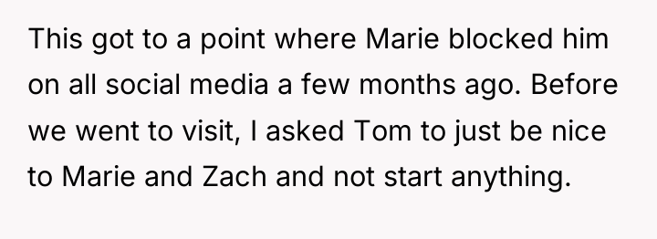 This got to a point where Marie blocked him on...