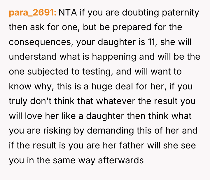 para_2691 NTA if you are doubting paternity then ask for...