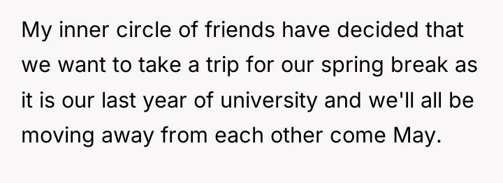 My inner circle of friends have decided that we want...