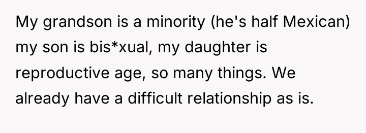 My grandson is a minority (he's half Mexican) my son...