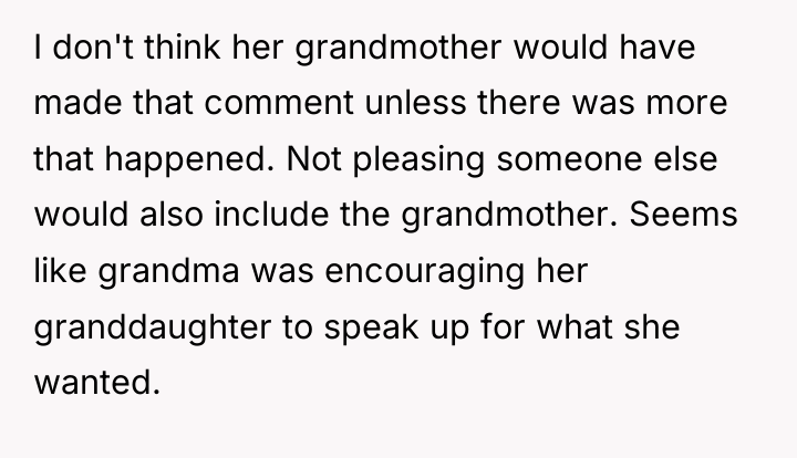 I don't think her grandmother would have made that comment...