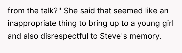 from the talk?" She said that seemed like an inappropriate...