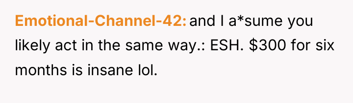 Emotional-Channel-42 and I a*sume you likely act in the same...