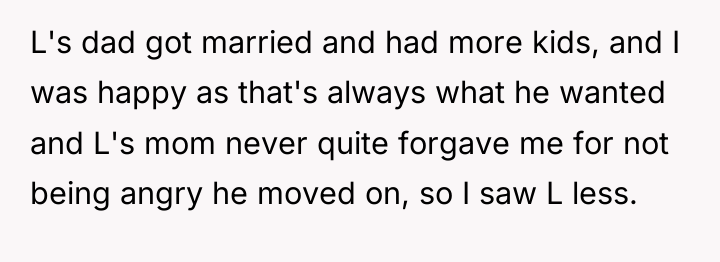 L's dad got married and had more kids, and I...