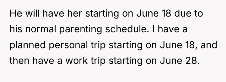 He will have her starting on June 18 due to...