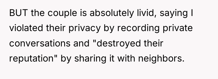BUT the couple is absolutely livid, saying I violated their...