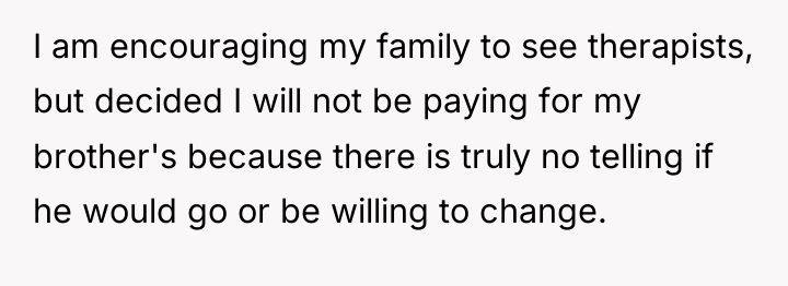 I am encouraging my family to see therapists, but decided...