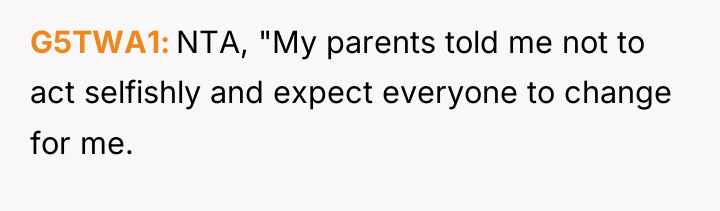 G5TWA1 NTA, "My parents told me not to act selfishly...