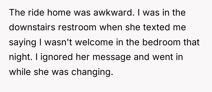 The ride home was awkward. I was in the downstairs...