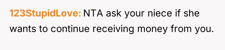 123StupidLove NTA ask your niece if she wants to continue...