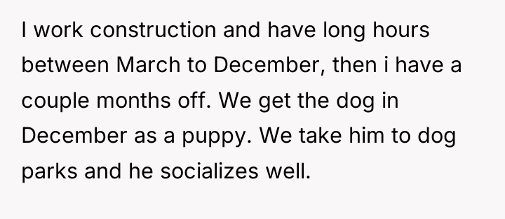 I work construction and have long hours between March to...