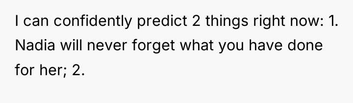 I can confidently predict 2 things right now: 1. Nadia...