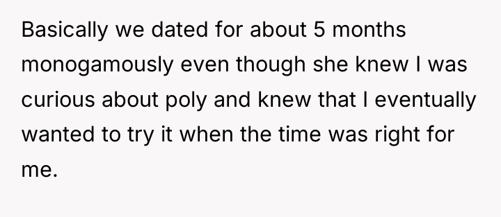 Basically we dated for about 5 months monogamously even though...