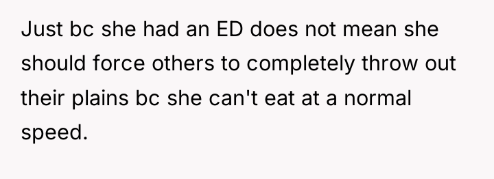 Just bc she had an ED does not mean she...