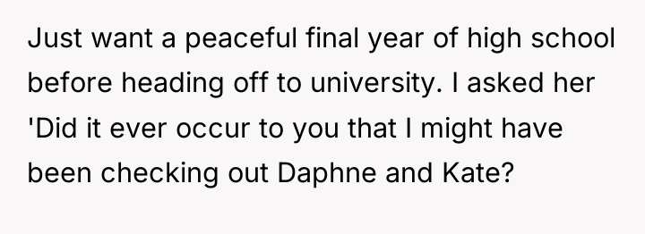 Just want a peaceful final year of high school before...