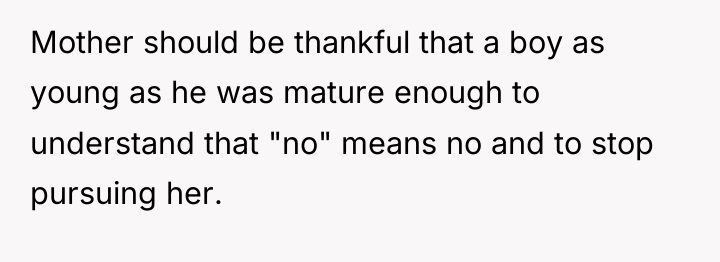 Mother should be thankful that a boy as young as...