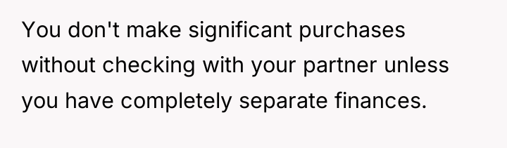 You don't make significant purchases without checking with your partner...