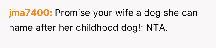 jma7400 Promise your wife a dog she can name after...
