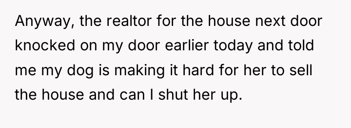 Anyway, the realtor for the house next door knocked on...