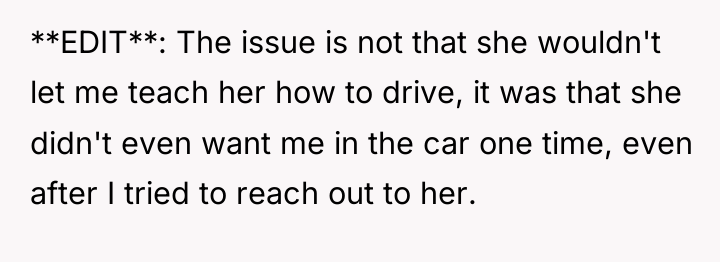 **EDIT**: The issue is not that she wouldn't let me...
