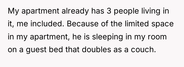 My apartment already has 3 people living in it, me...
