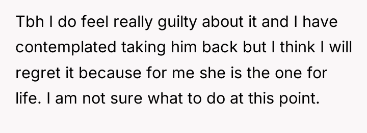 Tbh I do feel really guilty about it and I...
