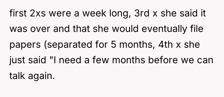 first 2xs were a week long, 3rd x she said...