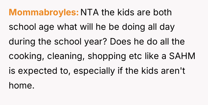 Mommabroyles NTA the kids are both school age what will...