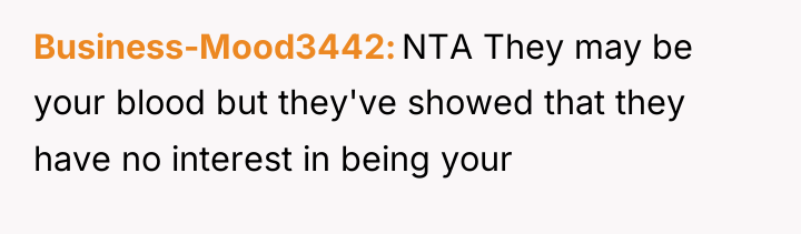 Business-Mood3442 NTA They may be your blood but they've showed...