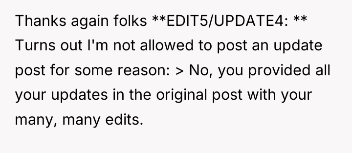 Thanks again folks **EDIT5/UPDATE4: ** Turns out I'm not allowed...