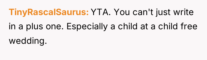 TinyRascalSaurus YTA. You can't just write in a plus one....