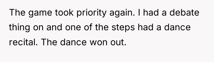 The game took priority again. I had a debate thing...