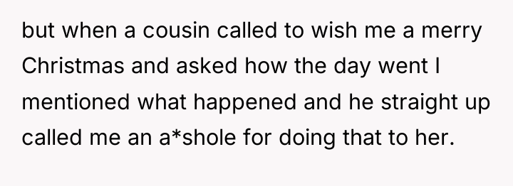 but when a cousin called to wish me a merry...