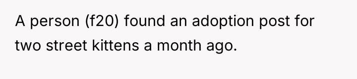 A person (f20) found an adoption post for two street...