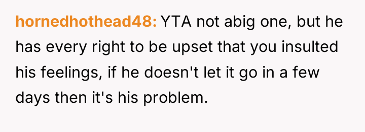 hornedhothead48 YTA not abig one, but he has every right...
