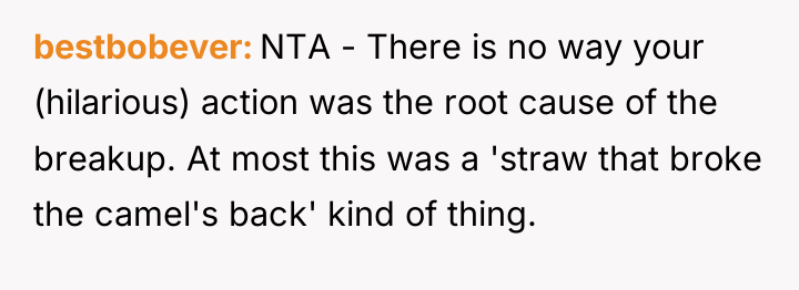bestbobever NTA - There is no way your (hilarious) action...
