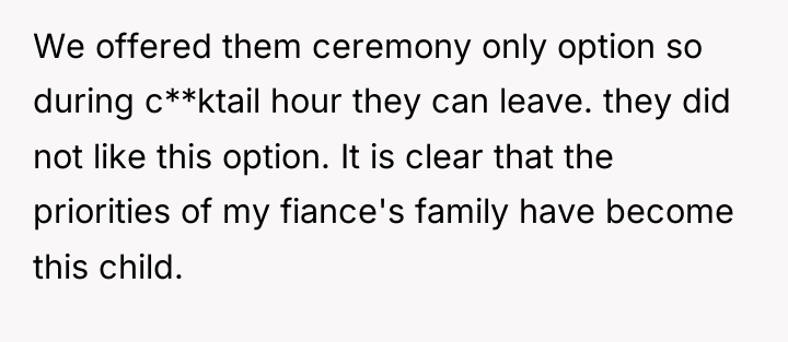 We offered them ceremony only option so during c**ktail hour...