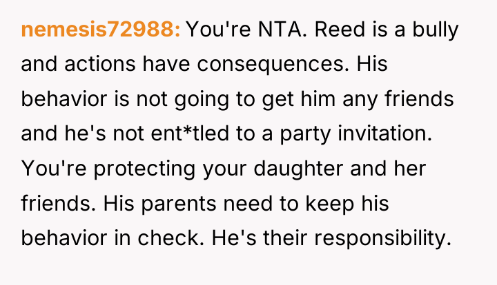 nemesis72988 You're NTA. Reed is a bully and actions have...