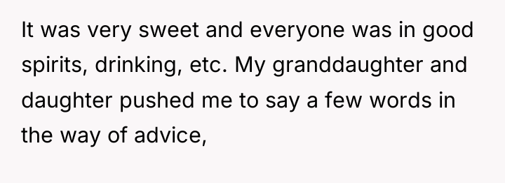 It was very sweet and everyone was in good spirits,...