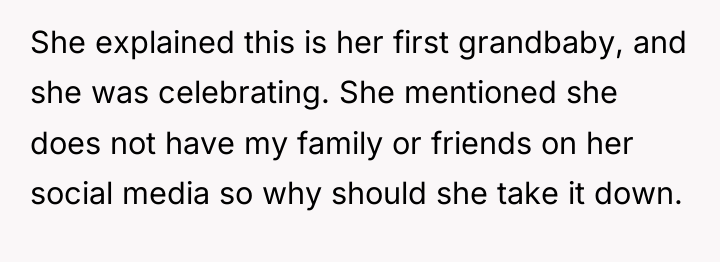 She explained this is her first grandbaby, and she was...