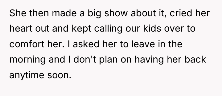 She then made a big show about it, cried her...